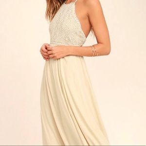 BEAUTIFUL MOMENT LIGHT BEIGE LACE MAXI DRESS